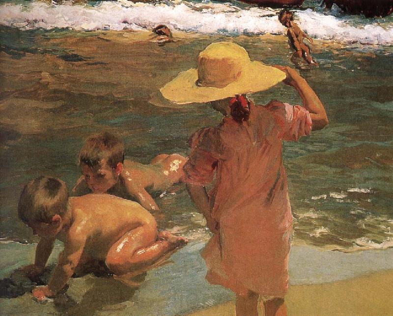 Joaquin Sorolla Children swimming beach France oil painting art